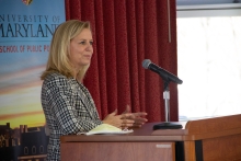 McCarthy Speaking at a podium